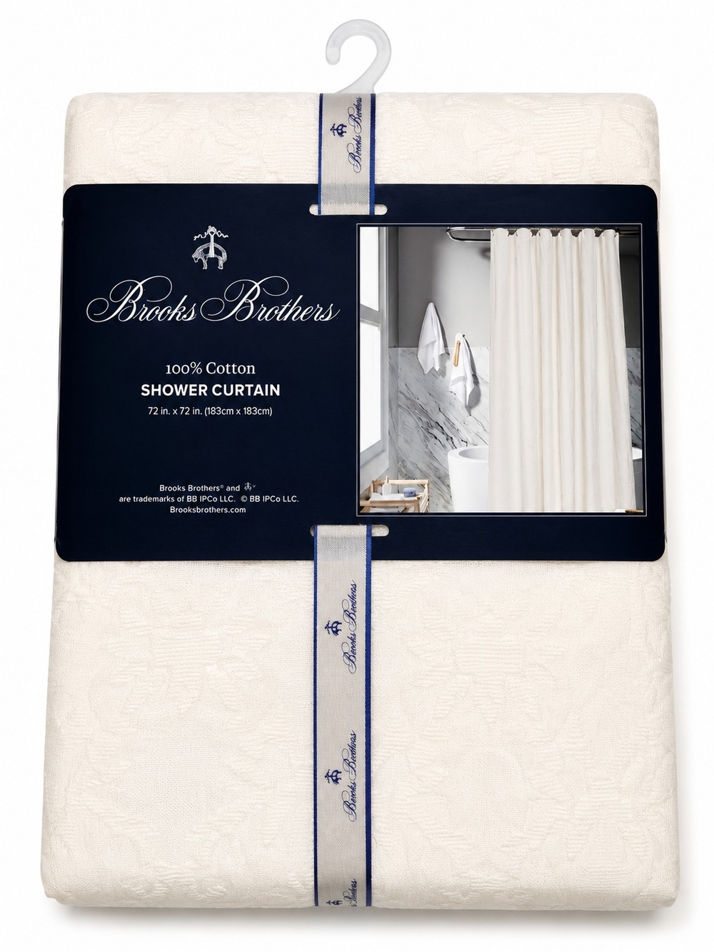 Brooks Brothers 100% Cotton Shower Curtain - Ivory